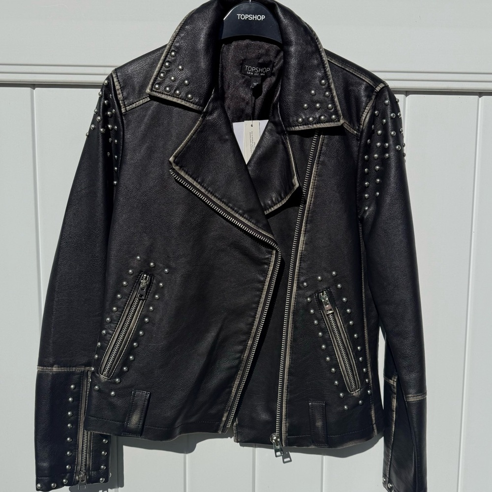 Vintage TOPSHOP pleather studded Jacket indie sleaze dream Kate moss